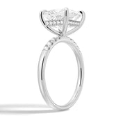 Princess Cut Lab Grown Diamond Hidden Halo Engagement 9K Gold Ring