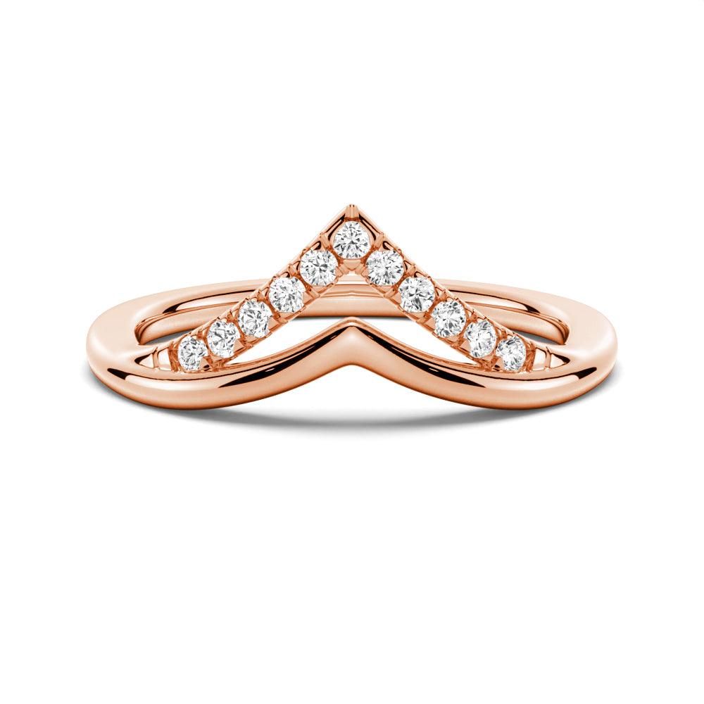 Round Cut Moissanite Diamond Wedding Band 14K Gold Ring