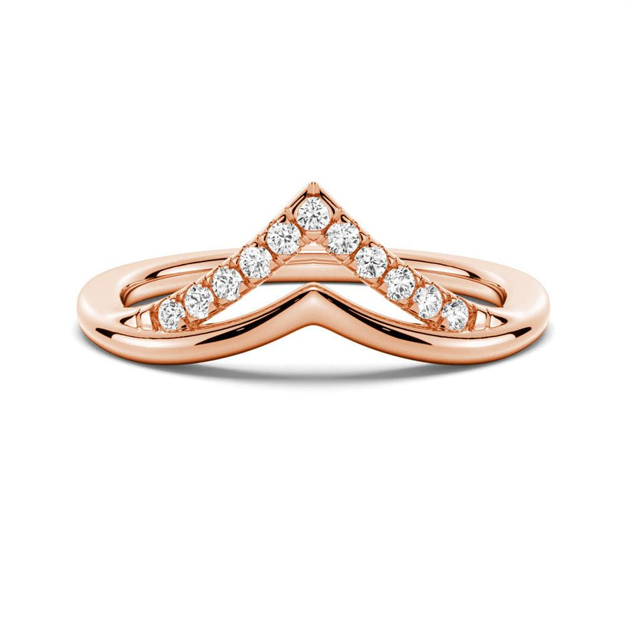 Round Cut Moissanite Diamond Wedding Band 14K Gold Ring