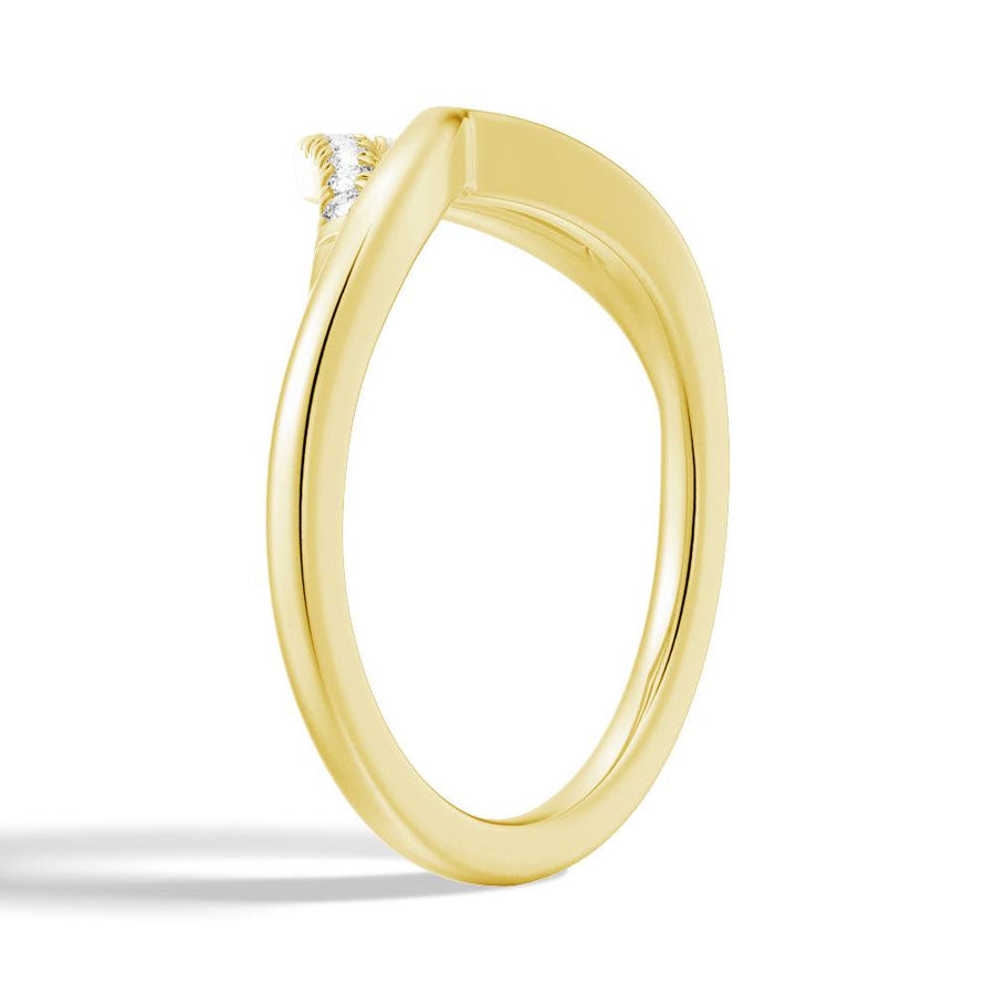 Round Cut Moissanite Diamond Wedding Band 14K Gold Ring