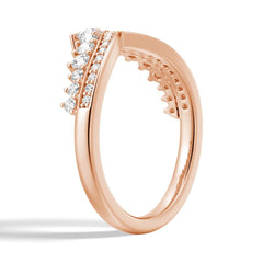 Round Cut Moissanite Diamond Wedding Band Sterling Silver Ring