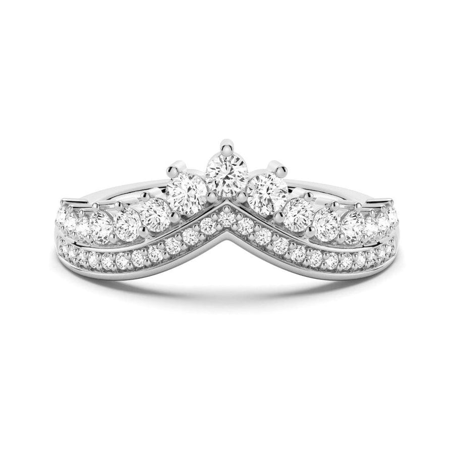 Round Cut Moissanite Diamond Wedding Band Sterling Silver Ring