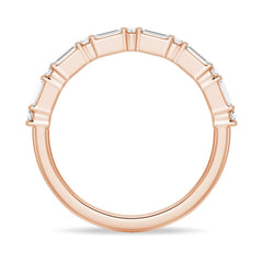 Emerald Cut Moissanite Diamond Wedding Band Sterling Silver Ring