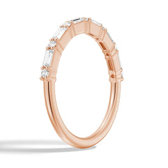 Emerald Cut Moissanite Diamond Wedding Band Sterling Silver Ring