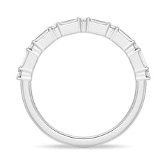 Emerald Cut Moissanite Diamond Wedding Band Sterling Silver Ring