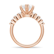 Heart Cut Moissanite Diamond Five Prong Pave 14K Gold Ring