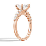Heart Cut Moissanite Diamond Five Prong Pave 14K Gold Ring