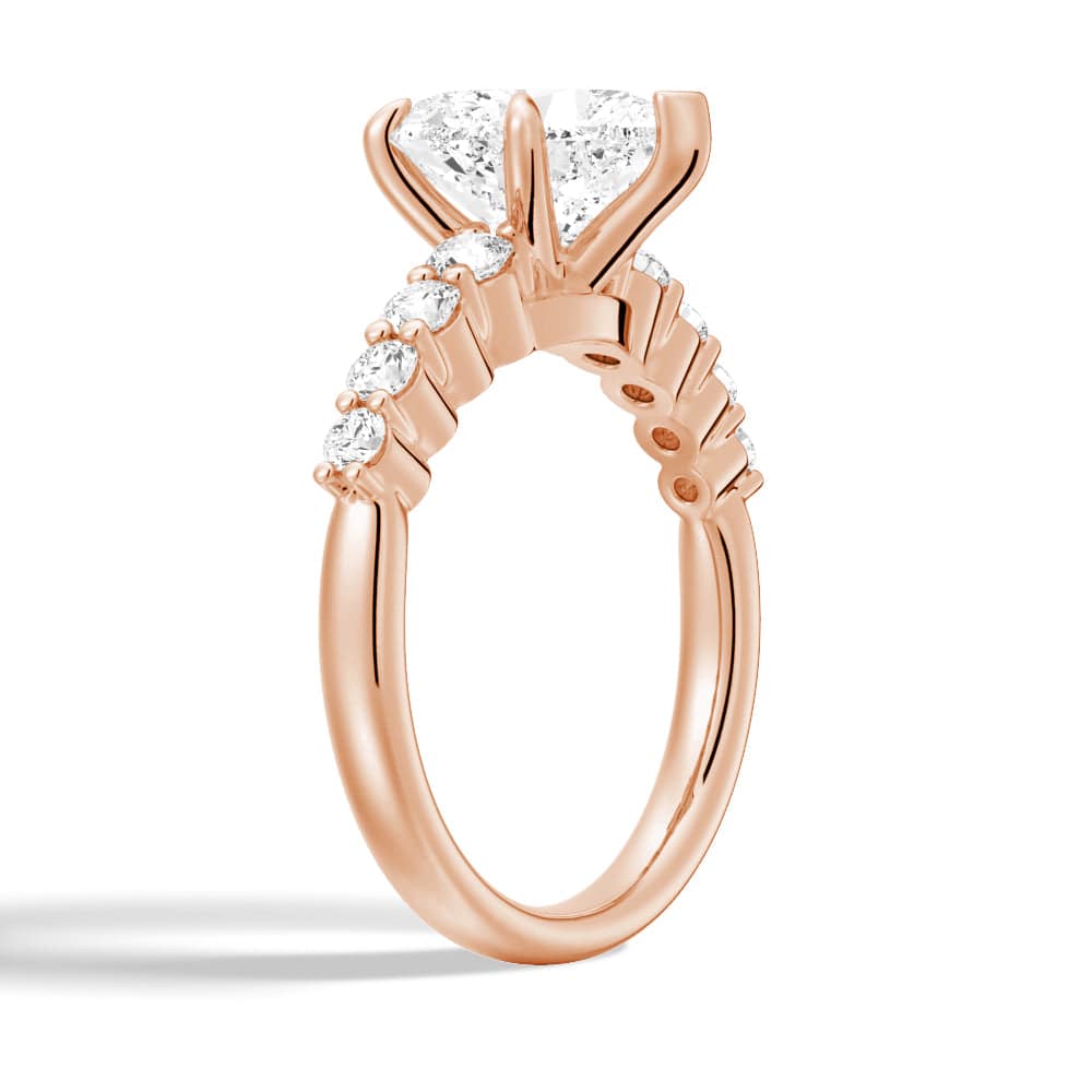 Heart Cut Moissanite Diamond Five Prong Pave 14K Gold Ring