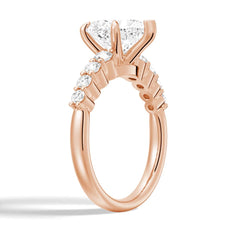 Heart Cut Moissanite Diamond Five Prong Pave Sterling Silver Ring