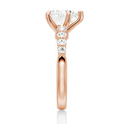Heart Cut Moissanite Diamond Five Prong Pave 14K Gold Ring
