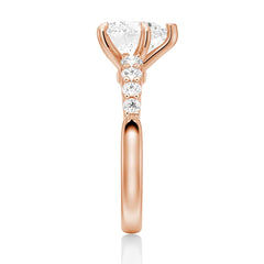 Heart Cut Moissanite Diamond Five Prong Pave Sterling Silver Ring