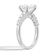 Heart Cut Moissanite Diamond Five Prong Pave 14K Gold Ring