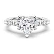 Heart Cut Moissanite Diamond Five Prong Pave 14K Gold Ring