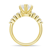 Heart Cut Moissanite Diamond Five Prong Pave 14K Gold Ring