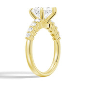 Heart Cut Moissanite Diamond Five Prong Pave 14K Gold Ring