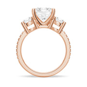Cushion Cut Moissanite Diamond 3 Stone Engagement 9K Gold Ring