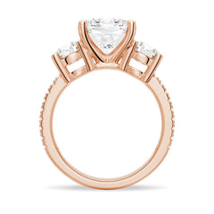 Cushion Cut Moissanite Diamond 3 Stone Engagement Sterling Silver Ring