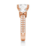 Cushion Cut Moissanite Diamond 3 Stone Engagement 9K Gold Ring