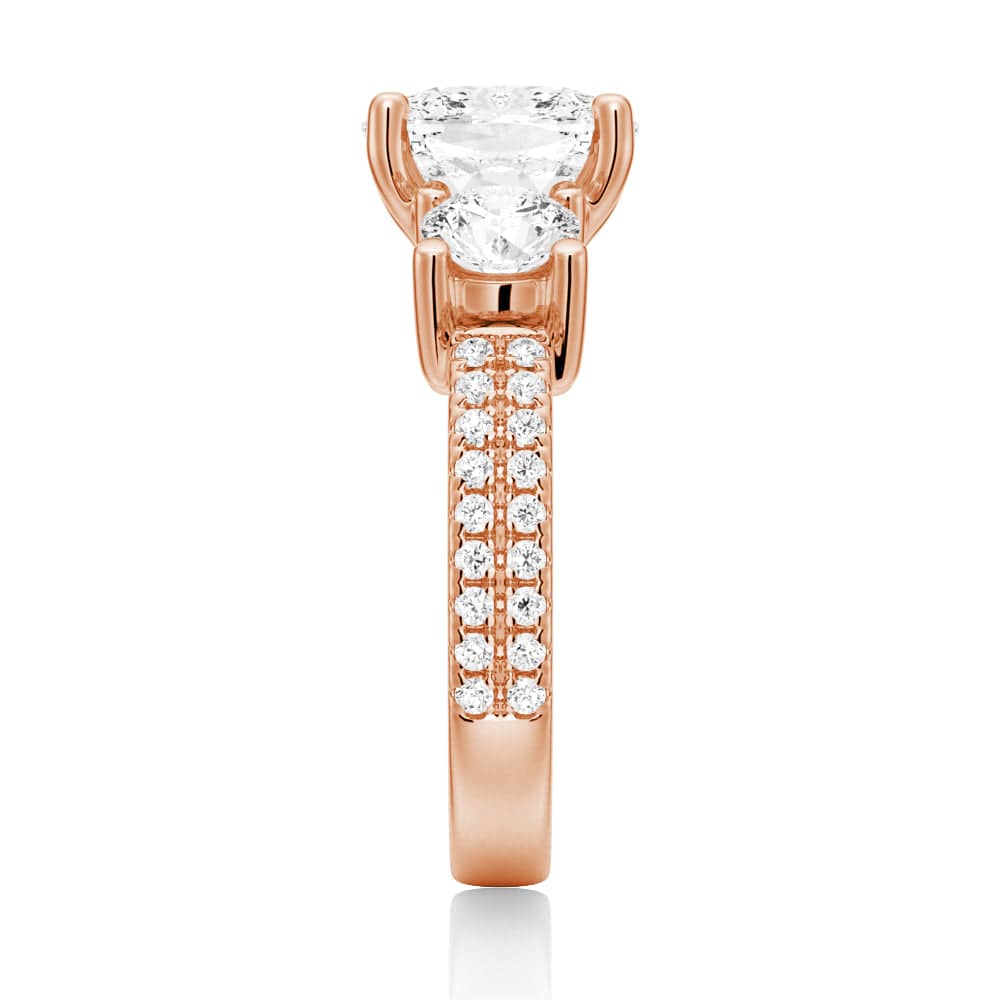 Cushion Cut Moissanite Diamond 3 Stone Engagement 9K Gold Ring