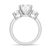Cushion Cut Moissanite Diamond 3 Stone Engagement 9K Gold Ring