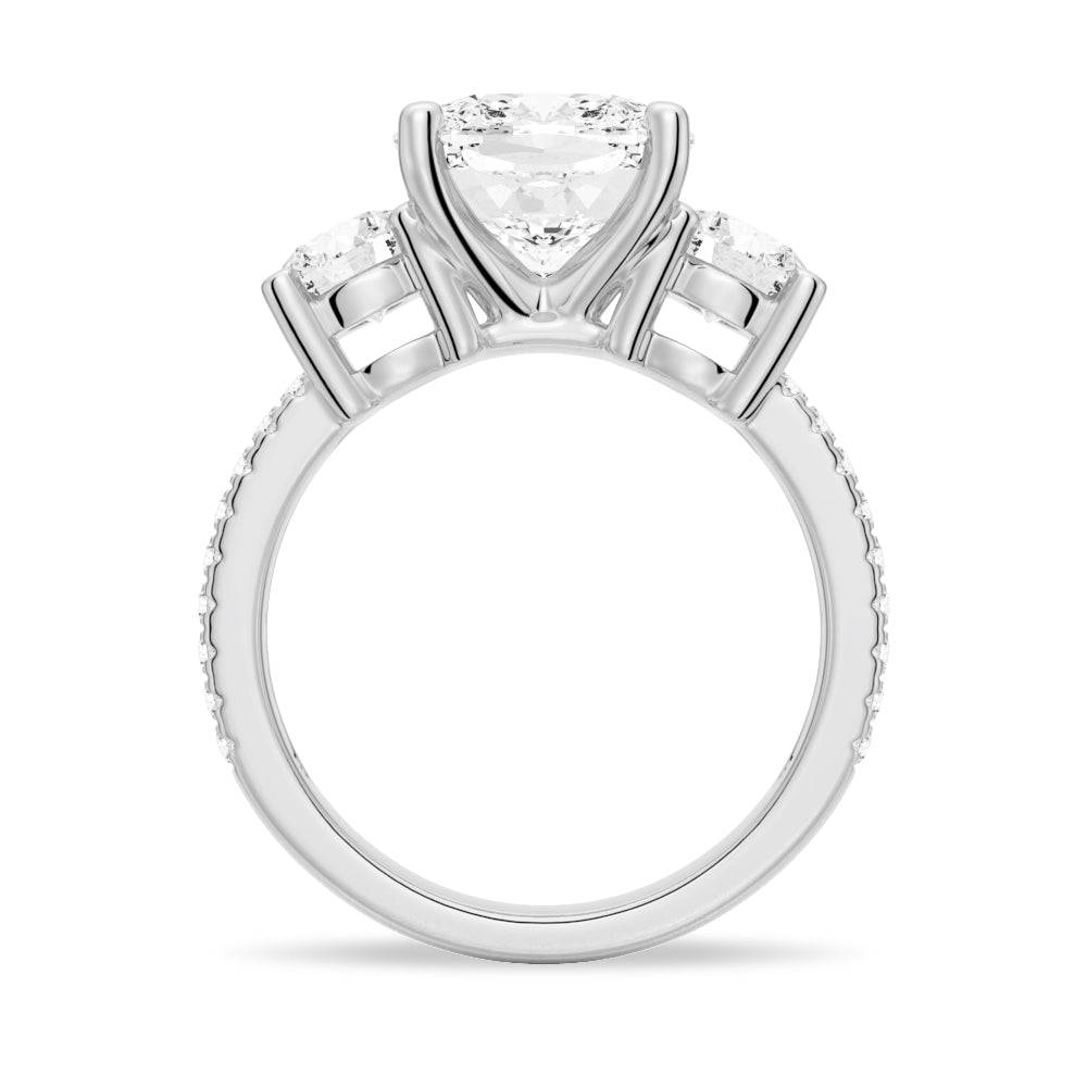 Cushion Cut Moissanite Diamond 3 Stone Engagement 9K Gold Ring