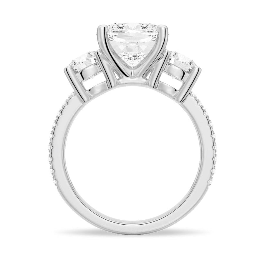 Cushion Cut Moissanite Diamond 3 Stone Engagement 9K Gold Ring