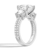 Cushion Cut Moissanite Diamond 3 Stone Engagement 9K Gold Ring