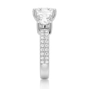 Cushion Cut Moissanite Diamond 3 Stone Engagement 9K Gold Ring