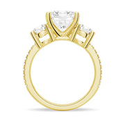 Cushion Cut Moissanite Diamond 3 Stone Engagement 9K Gold Ring