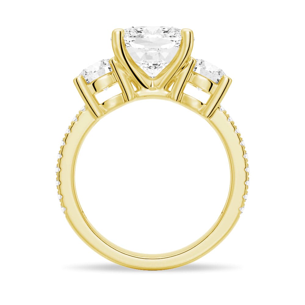 Cushion Cut Moissanite Diamond 3 Stone Engagement 9K Gold Ring