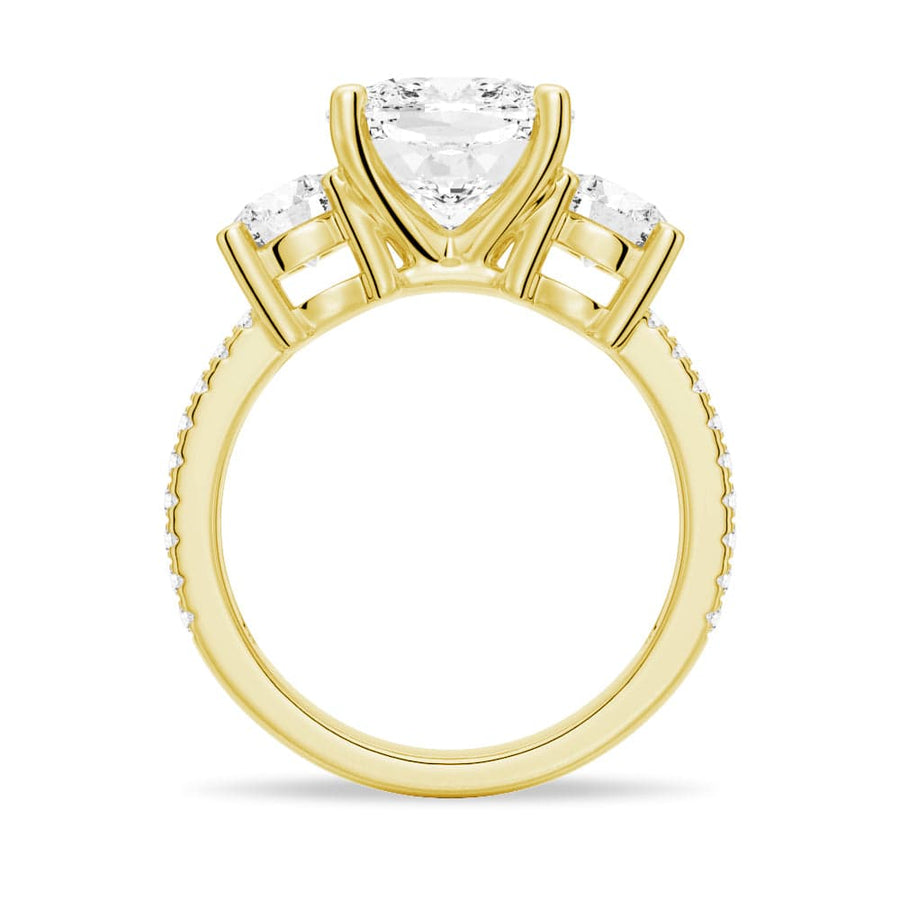 Cushion Cut Moissanite Diamond 3 Stone Engagement 9K Gold Ring