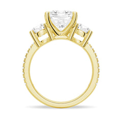 Cushion Cut Moissanite Diamond 3 Stone Engagement Sterling Silver Ring