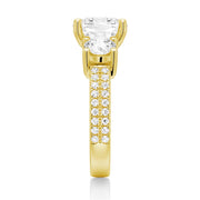 Cushion Cut Moissanite Diamond 3 Stone Engagement 9K Gold Ring