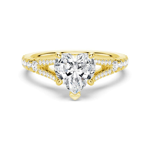 Heart Cut Moissanite Diamond Engagement Sterling Silver Ring