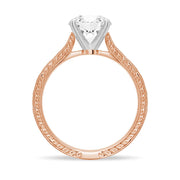 Round Cut Lab Grown Diamond Antique Solitaire Engagement 18K Gold Ring