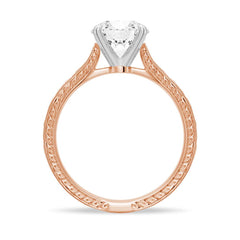 Round Cut Moissanite Diamond Antique Solitaire Sterling Silver Ring