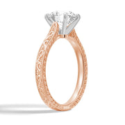 Round Cut Lab Grown Diamond Antique Solitaire Engagement 18K Gold Ring