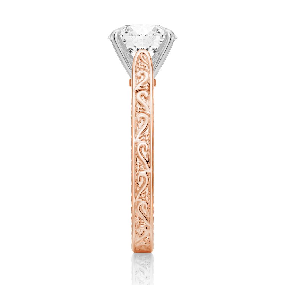 Round Cut Lab Grown Diamond Antique Solitaire Engagement 18K Gold Ring