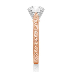 Round Cut Moissanite Diamond Antique Solitaire Sterling Silver Ring