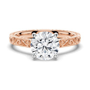 Round Cut Lab Grown Diamond Antique Solitaire Engagement 18K Gold Ring