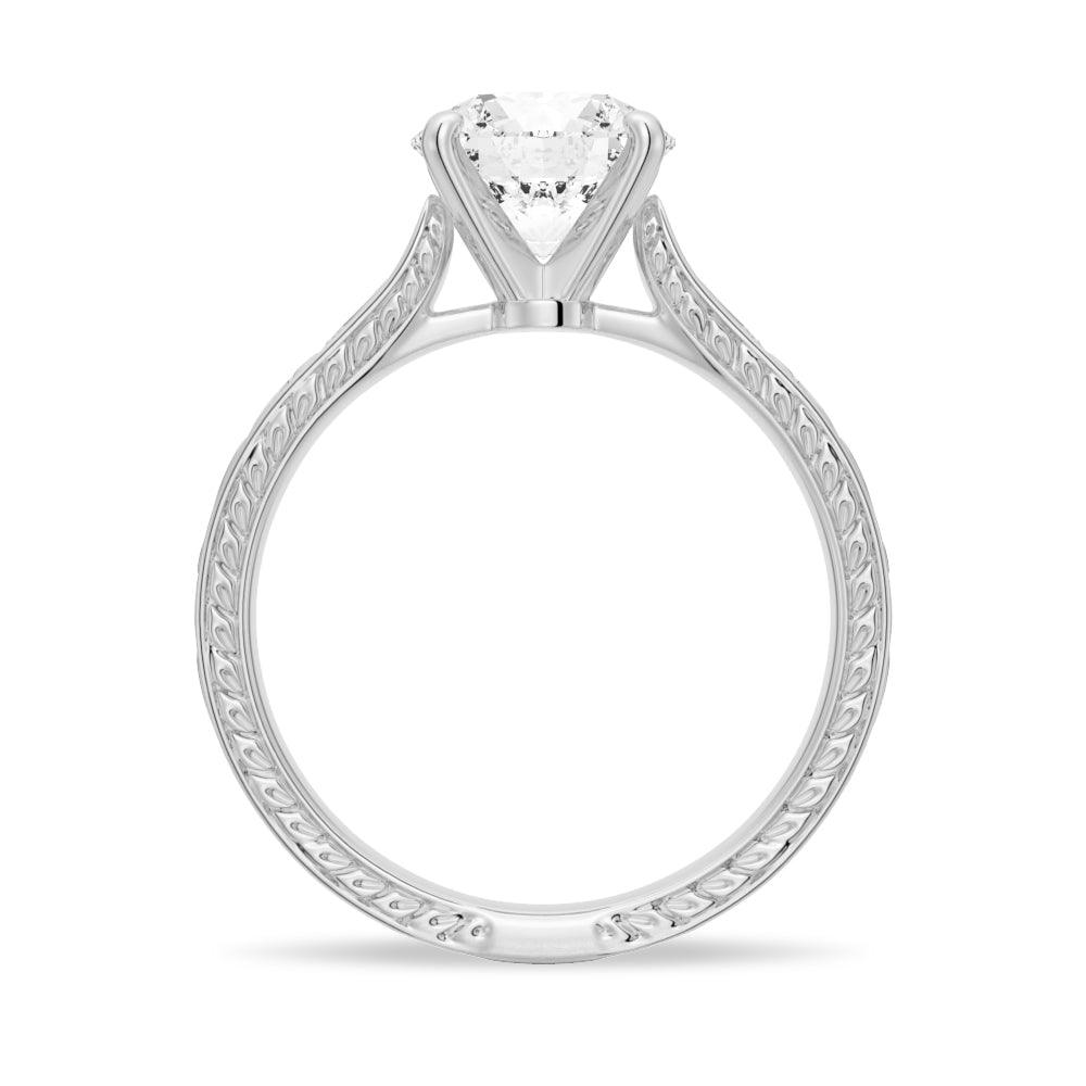 Round Cut Lab Grown Diamond Antique Solitaire Engagement 18K Gold Ring