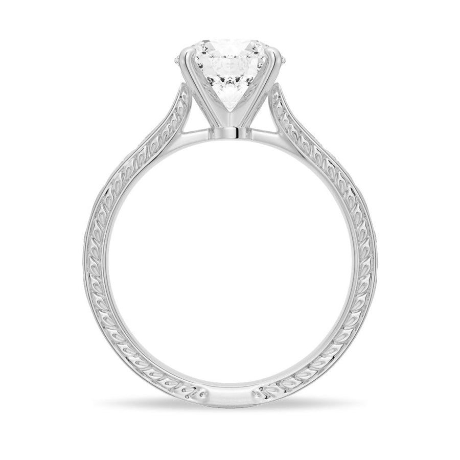 Round Cut Lab Grown Diamond Antique Solitaire Engagement 18K Gold Ring