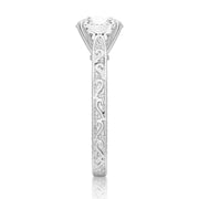 Round Cut Lab Grown Diamond Antique Solitaire Engagement 18K Gold Ring