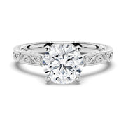 Round Cut Lab Grown Diamond Antique Solitaire Engagement 18K Gold Ring