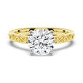 Round Cut Lab Grown Diamond Antique Solitaire Engagement 18K Gold Ring