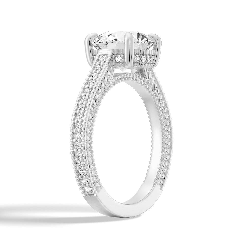 Round Cut Moissanite Diamond Hidden Halo 9K Gold Ring