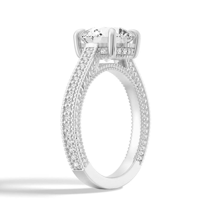 Round Cut Moissanite Diamond Hidden Halo 9K Gold Ring