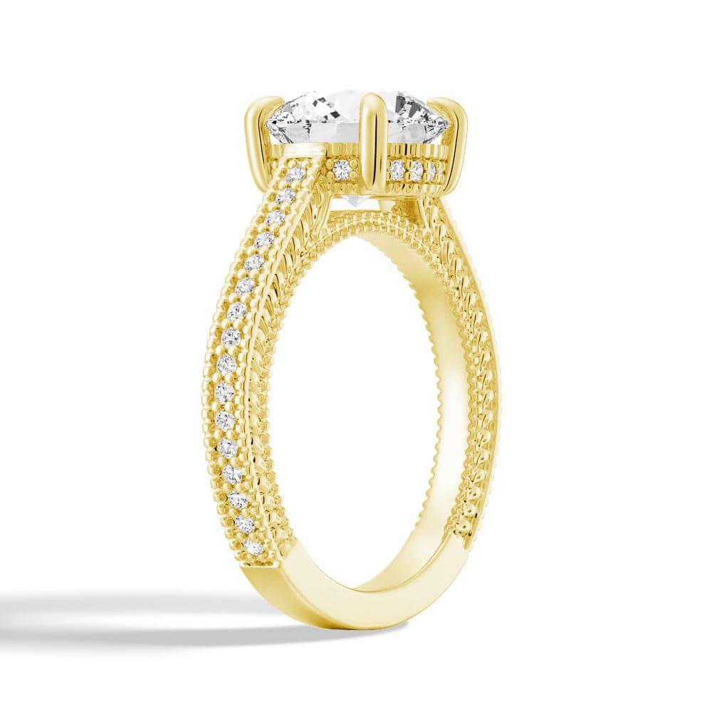 Round Cut Moissanite Diamond Hidden Halo 9K Gold Ring