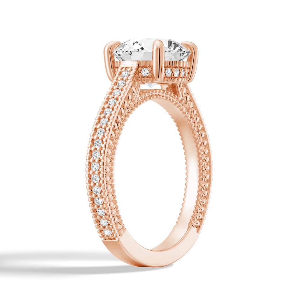 Round Cut Moissanite Diamond Hidden Halo 9K Gold Ring