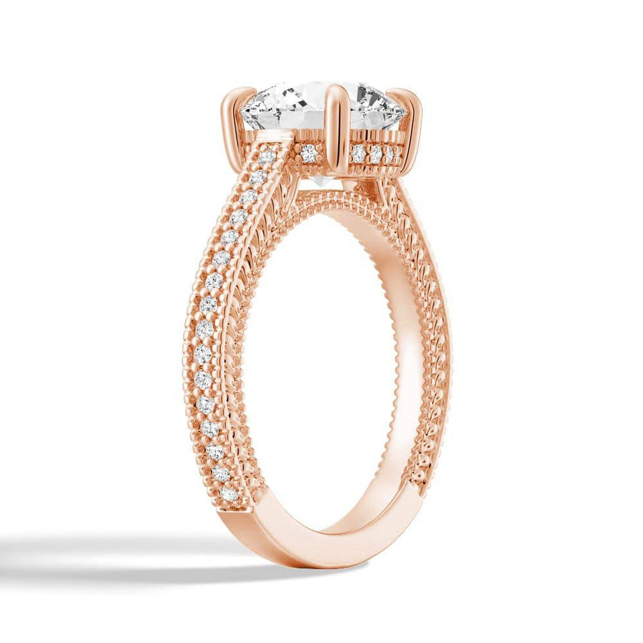 Round Cut Moissanite Diamond Hidden Halo 9K Gold Ring